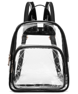 Fashion Quilt See Thru Backpack CL1002 BLACK